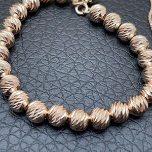 Italian Milor Adjustable Diamond Cut Bead Bracelet Rose 18K Gold Clad Sterling